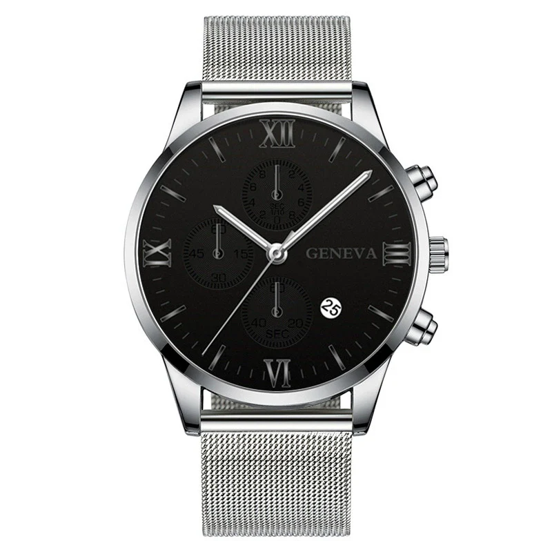 Men's Watch Stainless Steel Metal Milan Belt Mesh Belt Roman Pattern Round Dial Leisure Style - Image 5