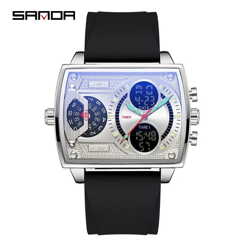 Men's Watch Zinc Alloy Case Belt Silicone Steel Belt Square Dial Highend Business Fashion Electronic Quartz Watch - Image 10