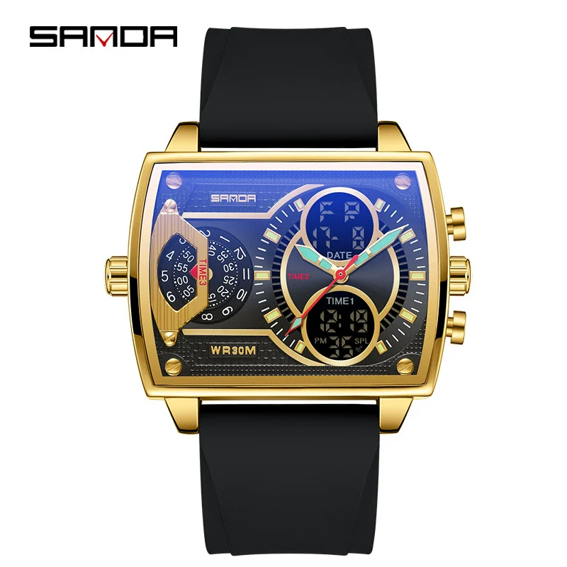 Men's Watch Zinc Alloy Case Belt Silicone Steel Belt Square Dial Highend Business Fashion Electronic Quartz Watch - Image 11