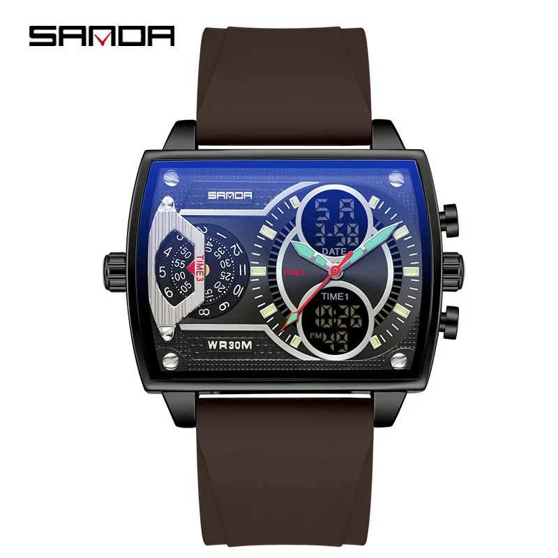 Men's Watch Zinc Alloy Case Belt Silicone Steel Belt Square Dial Highend Business Fashion Electronic Quartz Watch - Image 12