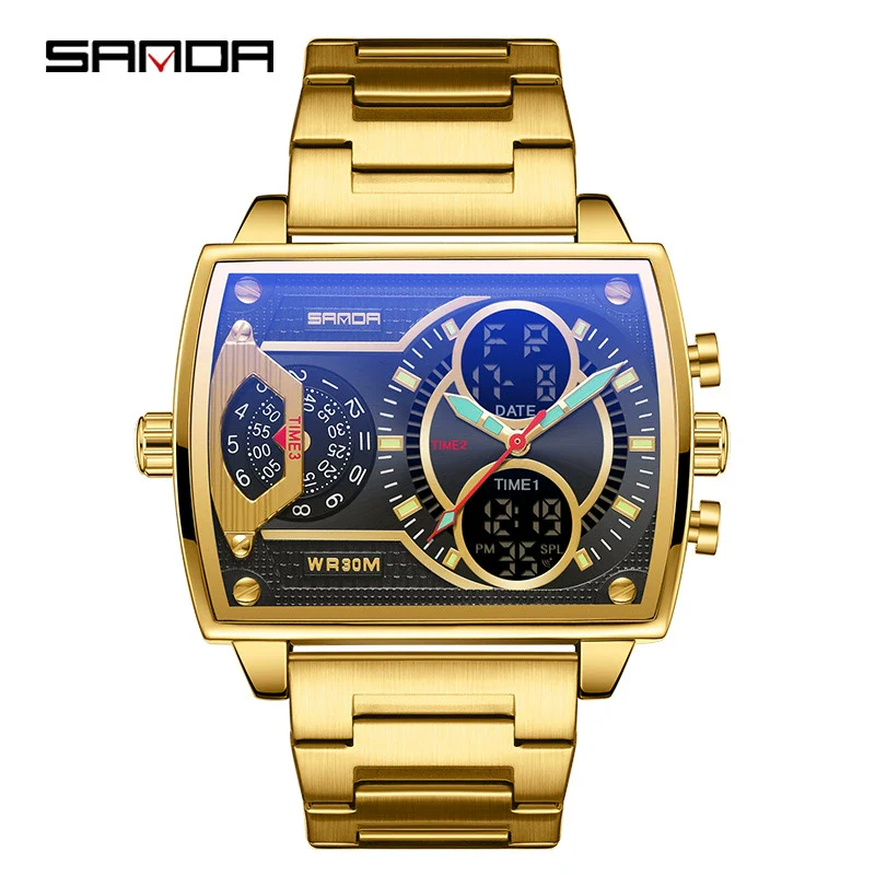 Men's Watch Zinc Alloy Case Belt Silicone Steel Belt Square Dial Highend Business Fashion Electronic Quartz Watch - Image 16