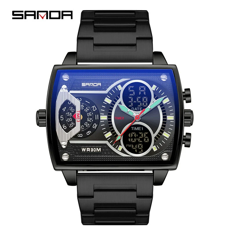 Men's Watch Zinc Alloy Case Belt Silicone Steel Belt Square Dial Highend Business Fashion Electronic Quartz Watch - Image 17