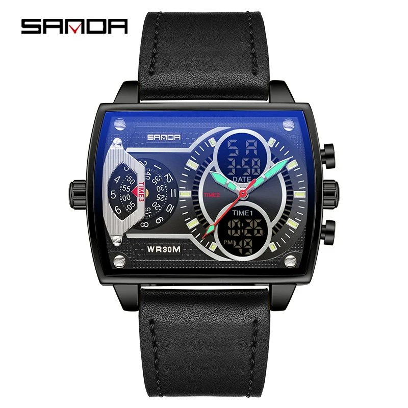 Men's Watch Zinc Alloy Case Belt Silicone Steel Belt Square Dial Highend Business Fashion Electronic Quartz Watch - Image 3
