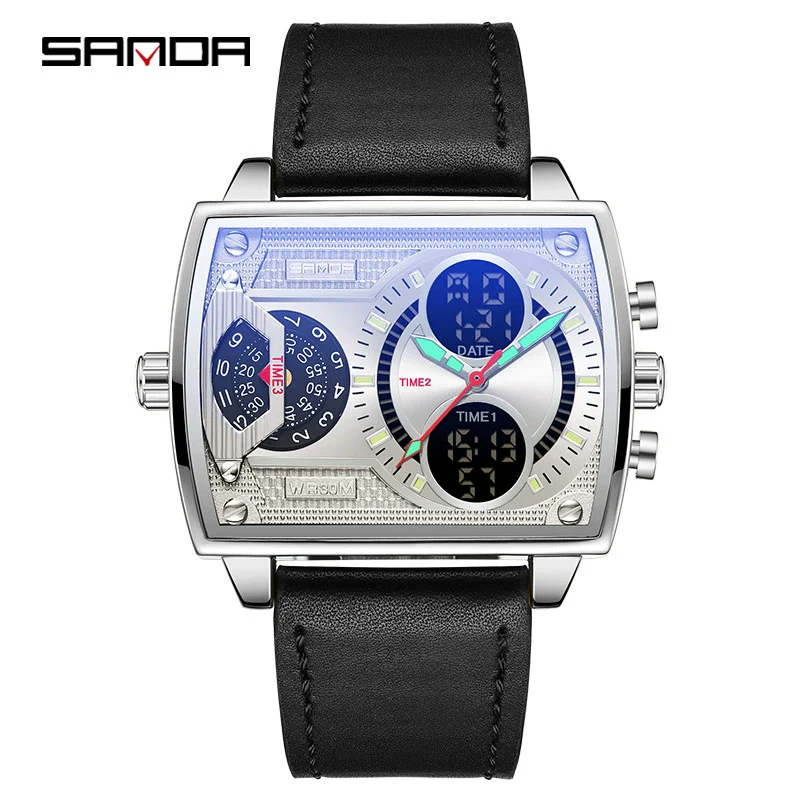 Men's Watch Zinc Alloy Case Belt Silicone Steel Belt Square Dial Highend Business Fashion Electronic Quartz Watch - Image 4