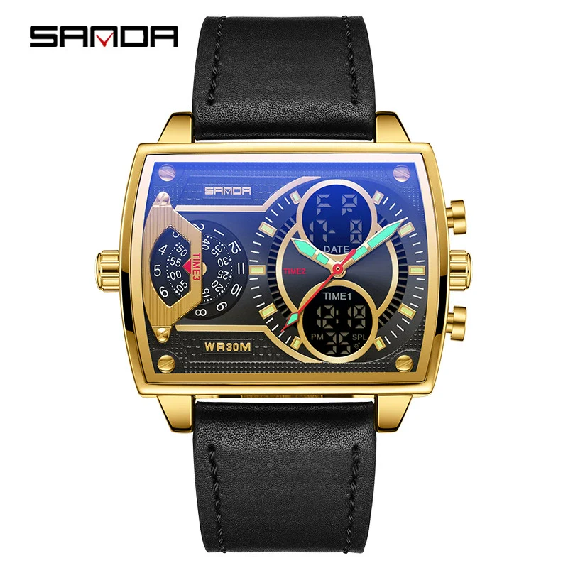 Men's Watch Zinc Alloy Case Belt Silicone Steel Belt Square Dial Highend Business Fashion Electronic Quartz Watch - Image 5