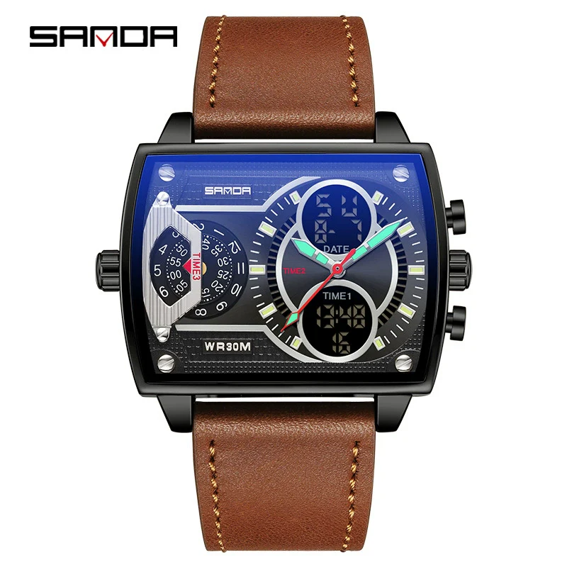 Men's Watch Zinc Alloy Case Belt Silicone Steel Belt Square Dial Highend Business Fashion Electronic Quartz Watch - Image 6