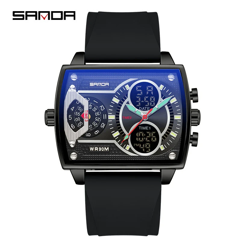 Men's Watch Zinc Alloy Case Belt Silicone Steel Belt Square Dial Highend Business Fashion Electronic Quartz Watch - Image 9