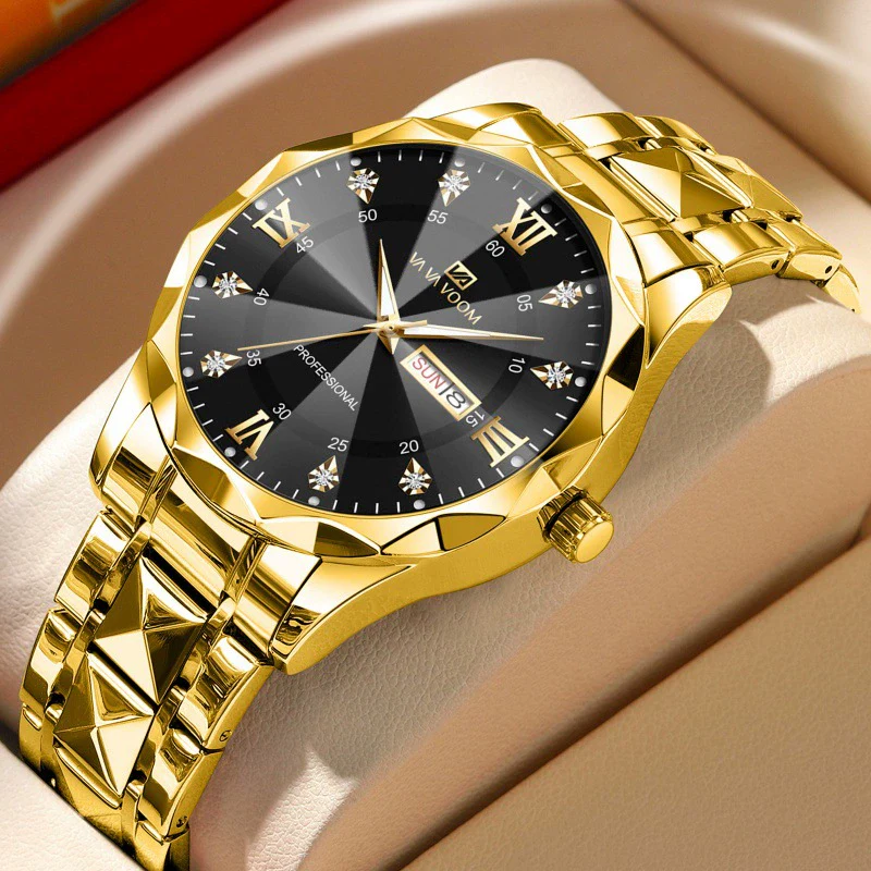 Men's Watches Metal Stainless Steel Round Business Fashion Waterproof With Calendar - Image 2