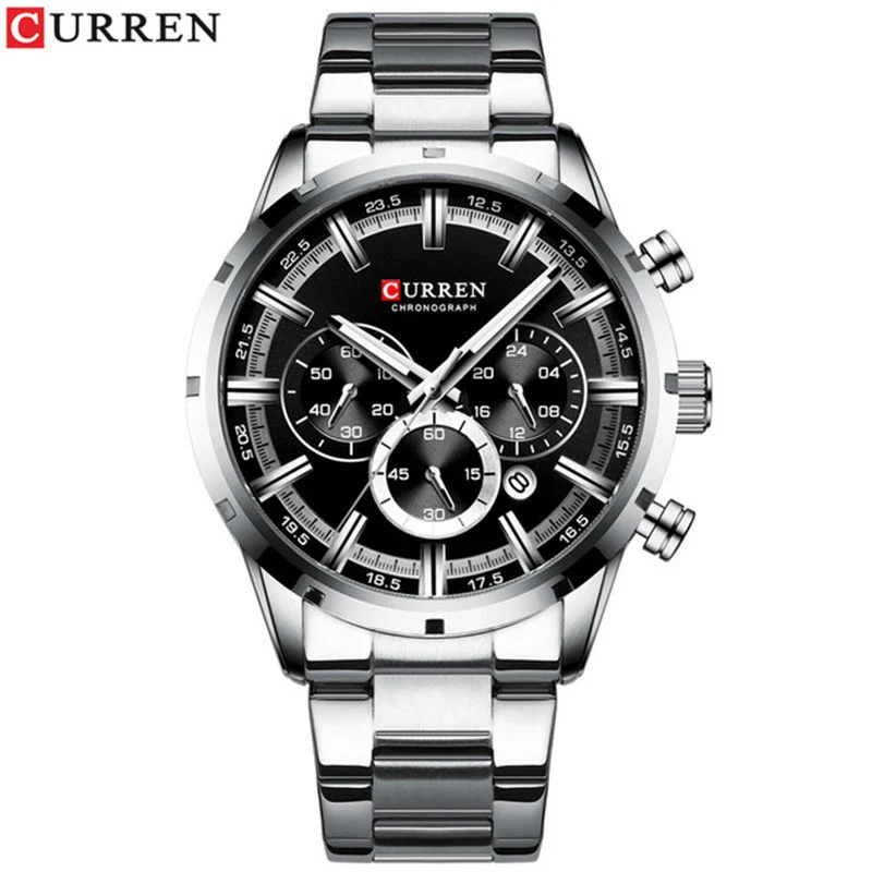 Men's Waterproof Leisure Metal And Stainless Steel Strap Round Dial Watch - Image 4