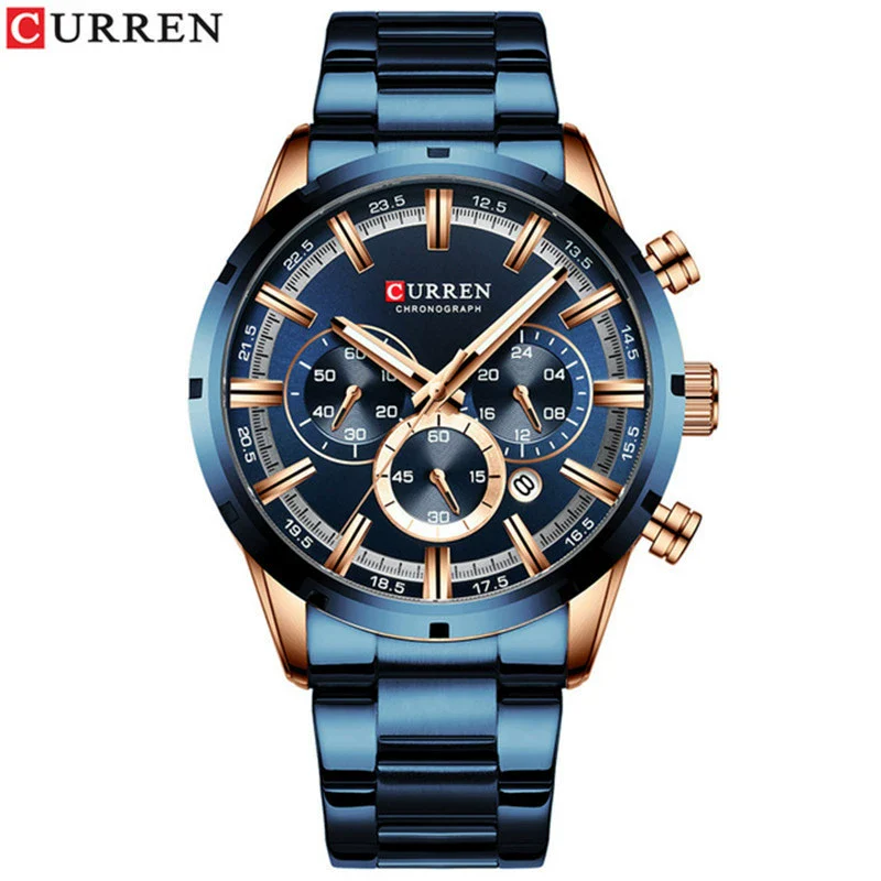 Men's Waterproof Leisure Metal And Stainless Steel Strap Round Dial Watch - Image 6