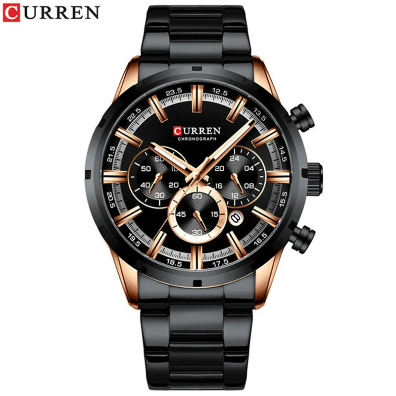 Men's Waterproof Leisure Metal And Stainless Steel Strap Round Dial Watch - Image 7