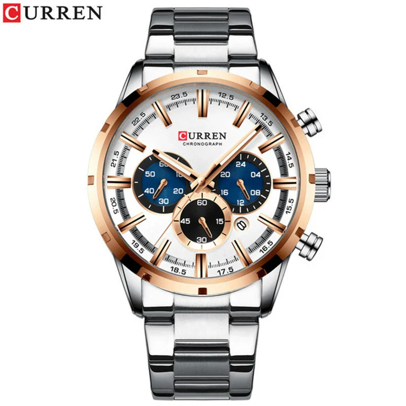 Men's Waterproof Leisure Metal And Stainless Steel Strap Round Dial Watch - Image 8