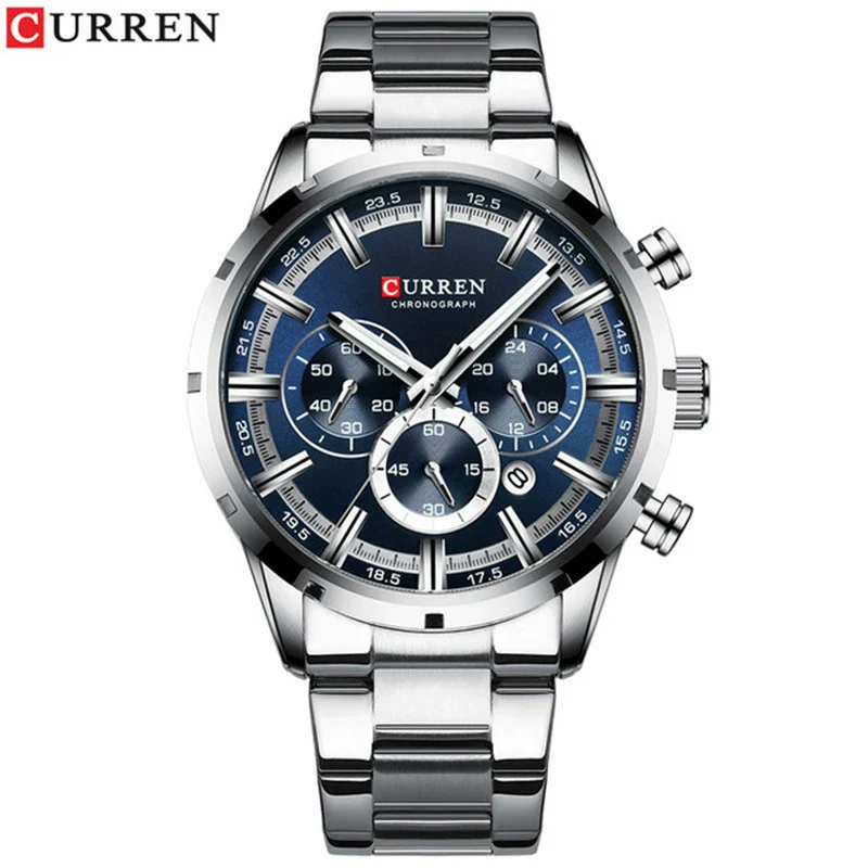 Men's Waterproof Leisure Metal And Stainless Steel Strap Round Dial Watch - Image 9