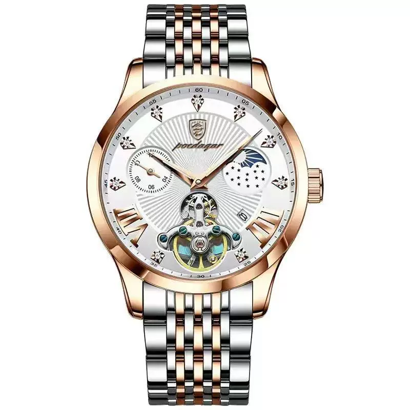 Men's Waterproof Luminous Quartz Watch Alloy Case Stainless Steel Strap Round Dial