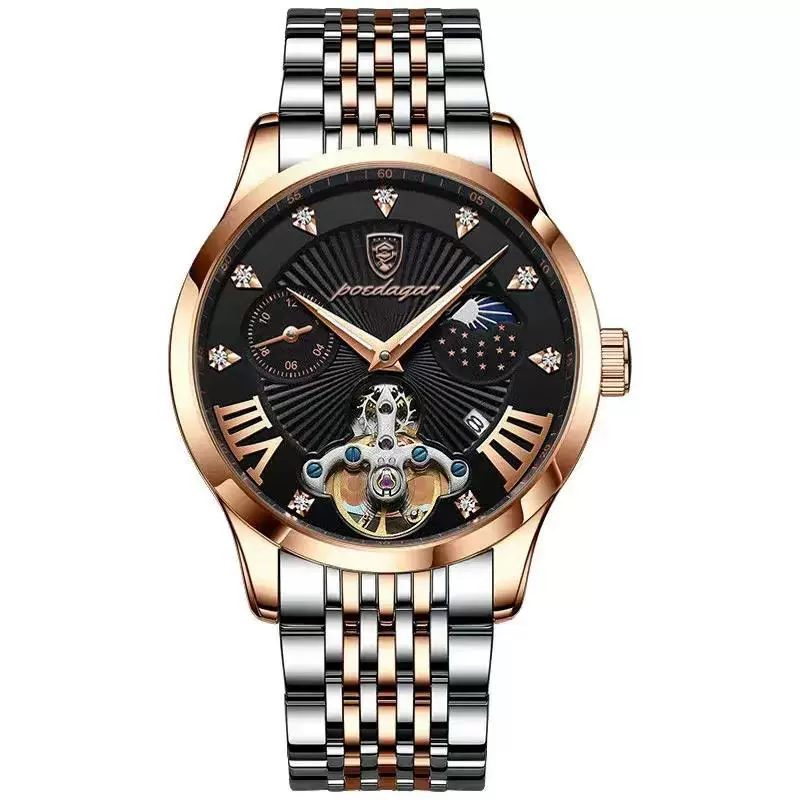 Men's Waterproof Luminous Quartz Watch Alloy Case Stainless Steel Strap Round Dial - Image 2