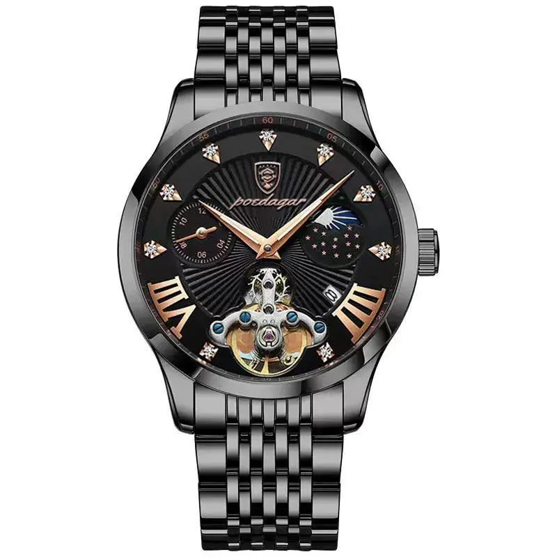 Men's Waterproof Luminous Quartz Watch Alloy Case Stainless Steel Strap Round Dial - Image 3