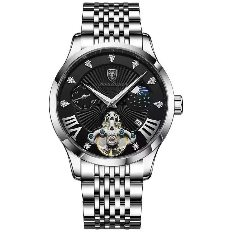 Men's Waterproof Luminous Quartz Watch Alloy Case Stainless Steel Strap Round Dial - Image 4