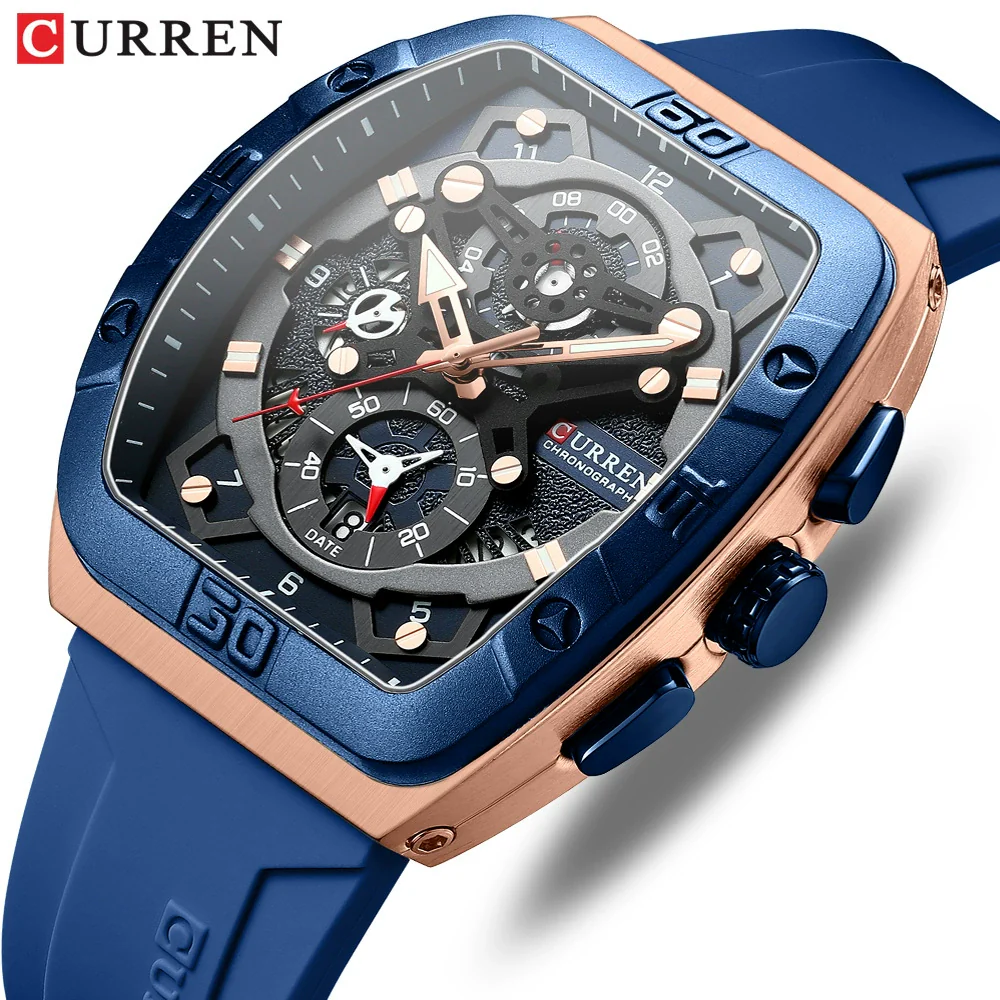 Men's Waterproof Multifunction Alloy And Silicone Leisure Round Watch With Mineral Strengthened Glass Mirror And Stainless Steel Pin Buckle