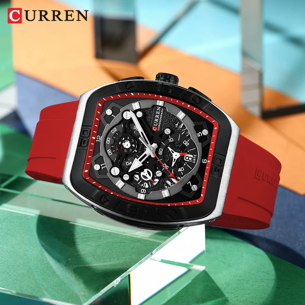 Men's Waterproof Multifunction Alloy And Silicone Leisure Round Watch With Mineral Strengthened Glass Mirror And Stainless Steel Pin Buckle - Image 3