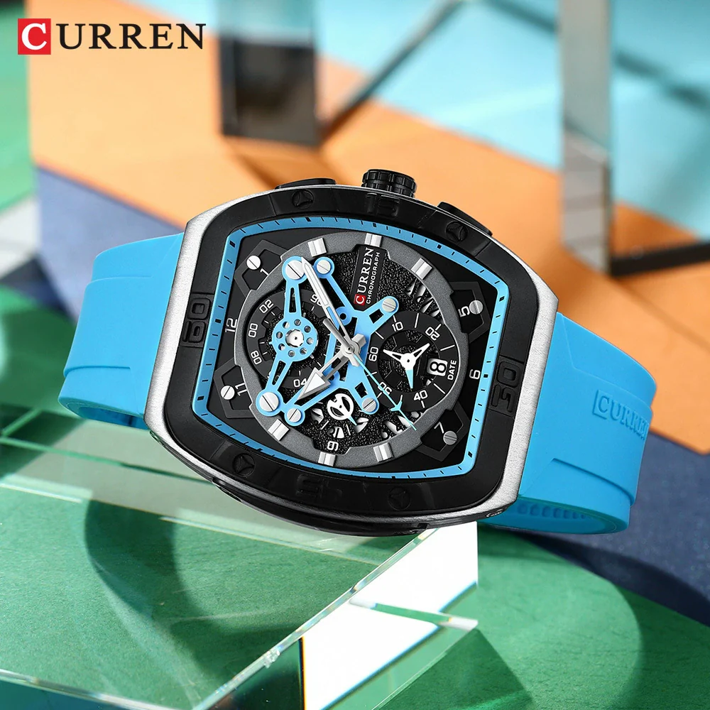 Men's Waterproof Multifunction Alloy And Silicone Leisure Round Watch With Mineral Strengthened Glass Mirror And Stainless Steel Pin Buckle - Image 4