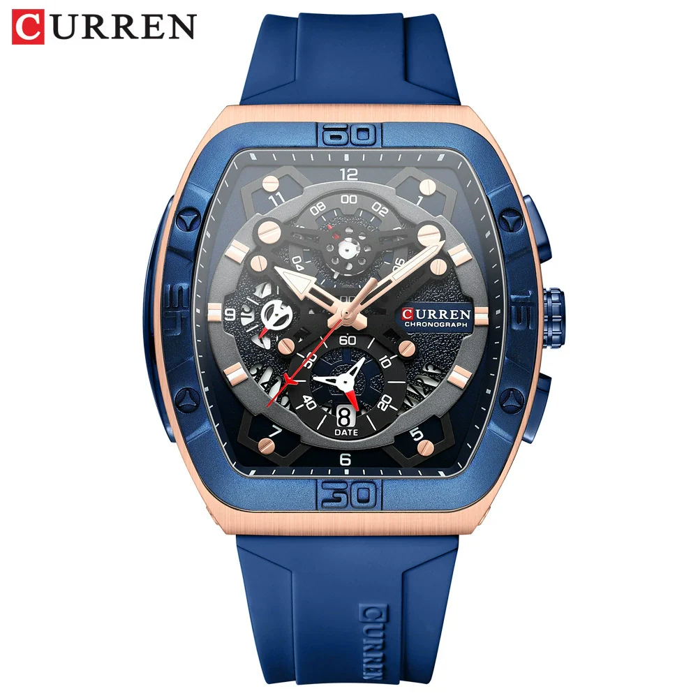 Men's Waterproof Multifunction Alloy And Silicone Leisure Round Watch With Mineral Strengthened Glass Mirror And Stainless Steel Pin Buckle - Image 6