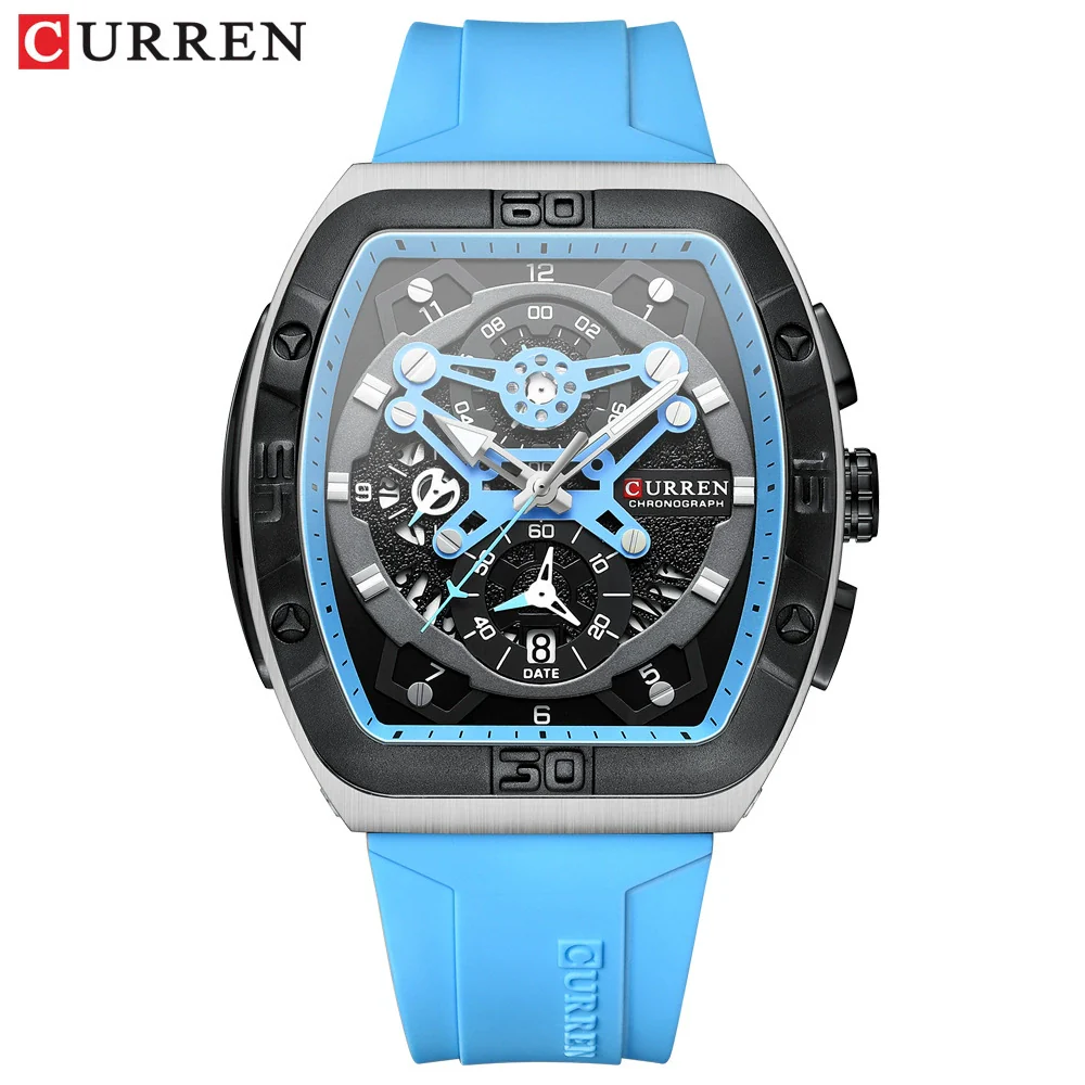 Men's Waterproof Multifunction Alloy And Silicone Leisure Round Watch With Mineral Strengthened Glass Mirror And Stainless Steel Pin Buckle - Image 8