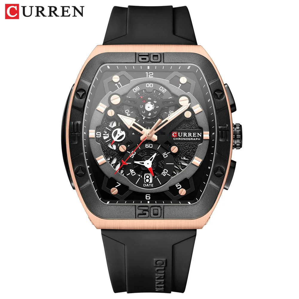 Men's Waterproof Multifunction Alloy And Silicone Leisure Round Watch With Mineral Strengthened Glass Mirror And Stainless Steel Pin Buckle - Image 9