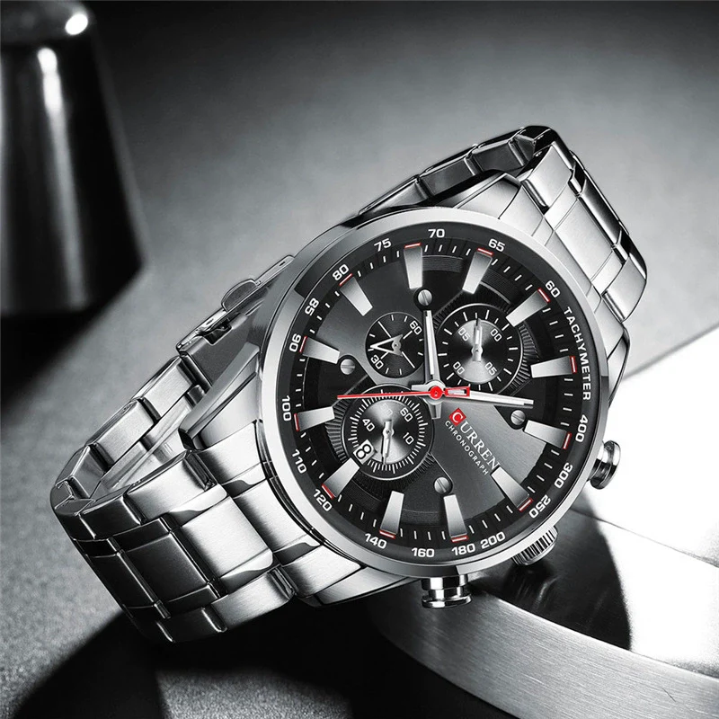 Men's Waterproof Multifunctional Leisure Watch Metal Case Stainless Steel Band Round Dial - Image 3