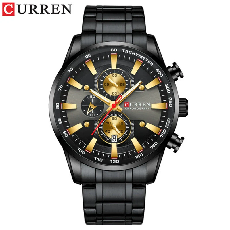 Men's Waterproof Multifunctional Leisure Watch Metal Case Stainless Steel Band Round Dial - Image 4