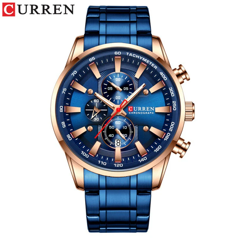 Men's Waterproof Multifunctional Leisure Watch Metal Case Stainless Steel Band Round Dial - Image 6