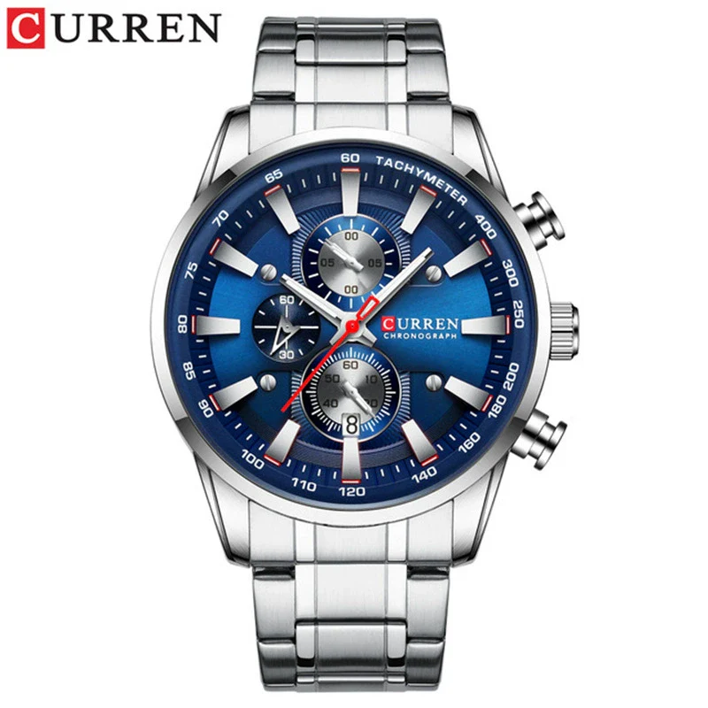 Men's Waterproof Multifunctional Leisure Watch Metal Case Stainless Steel Band Round Dial - Image 8