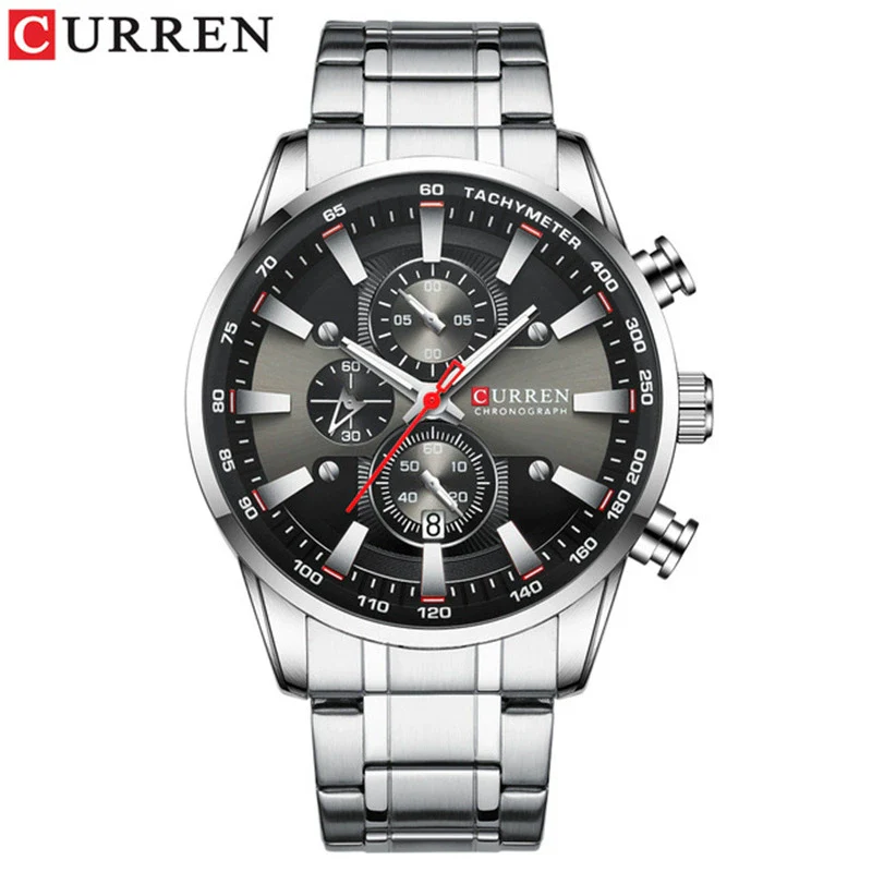 Men's Waterproof Multifunctional Leisure Watch Metal Case Stainless Steel Band Round Dial - Image 9