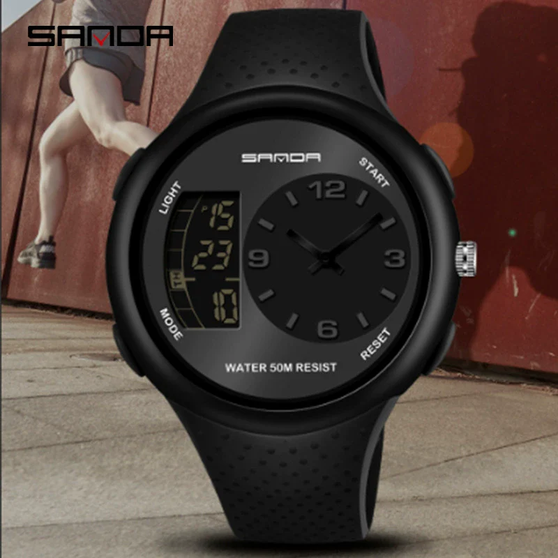 Men's Waterproof Multifunctional Luminous Outdoor Sports Watch With Resin Case And Mineral Strengthened Glass Mirror Round Dial