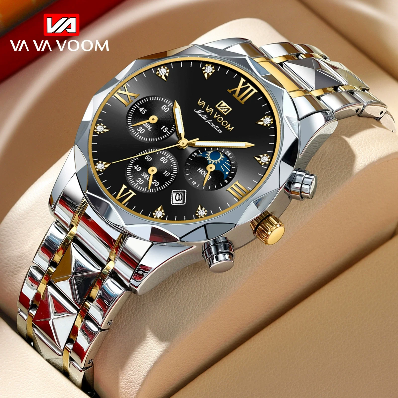 Men's Waterproof Stainless Steel And Alloy Business Quartz Watch With Round Dial - Image 12