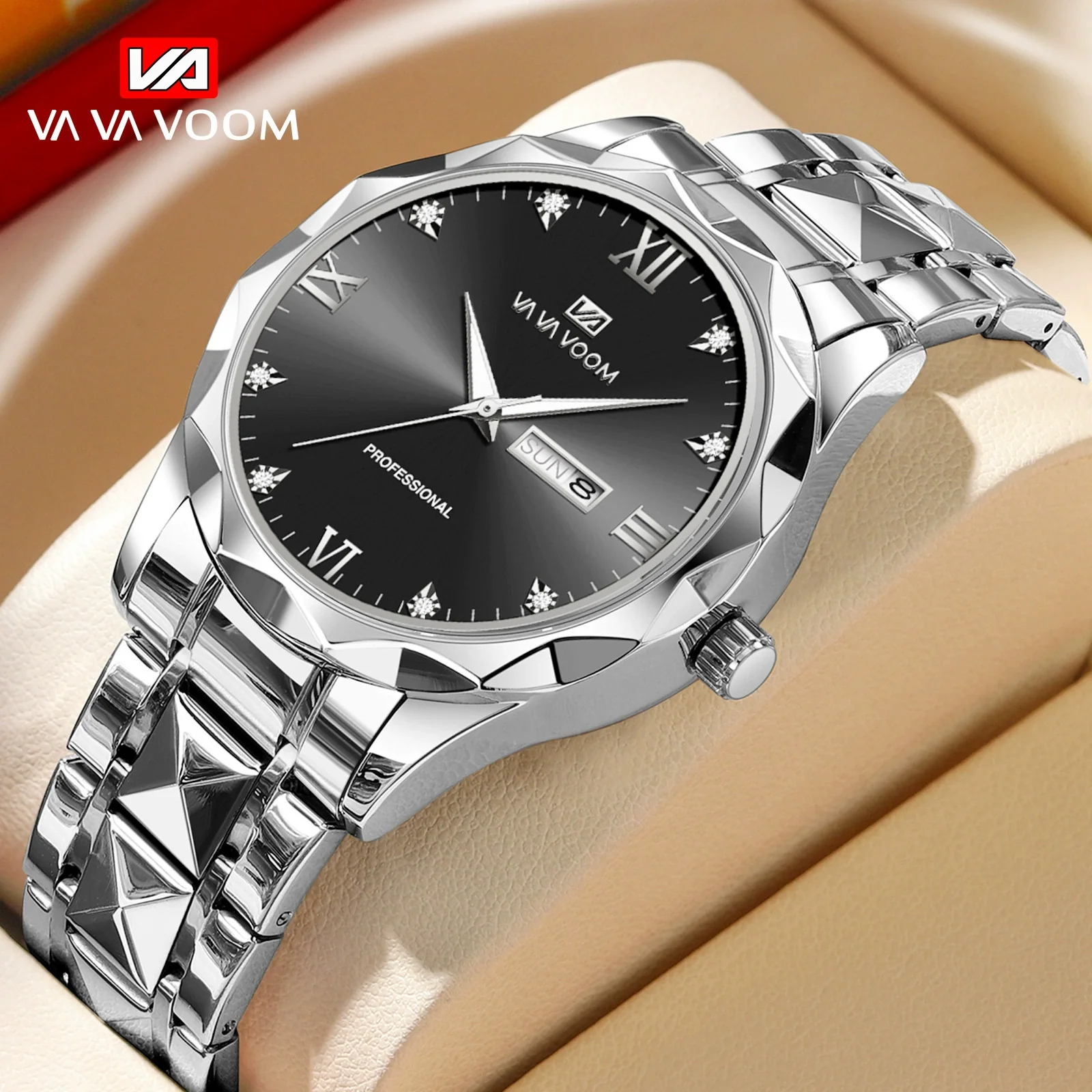 Men's Waterproof Stainless Steel And Alloy Business Quartz Watch With Round Dial - Image 8