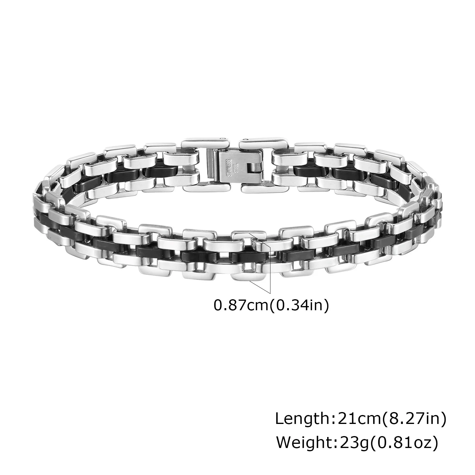 Men's Widefaced Stainless Steel Strap Gold Fashion Bracelet - Image 17