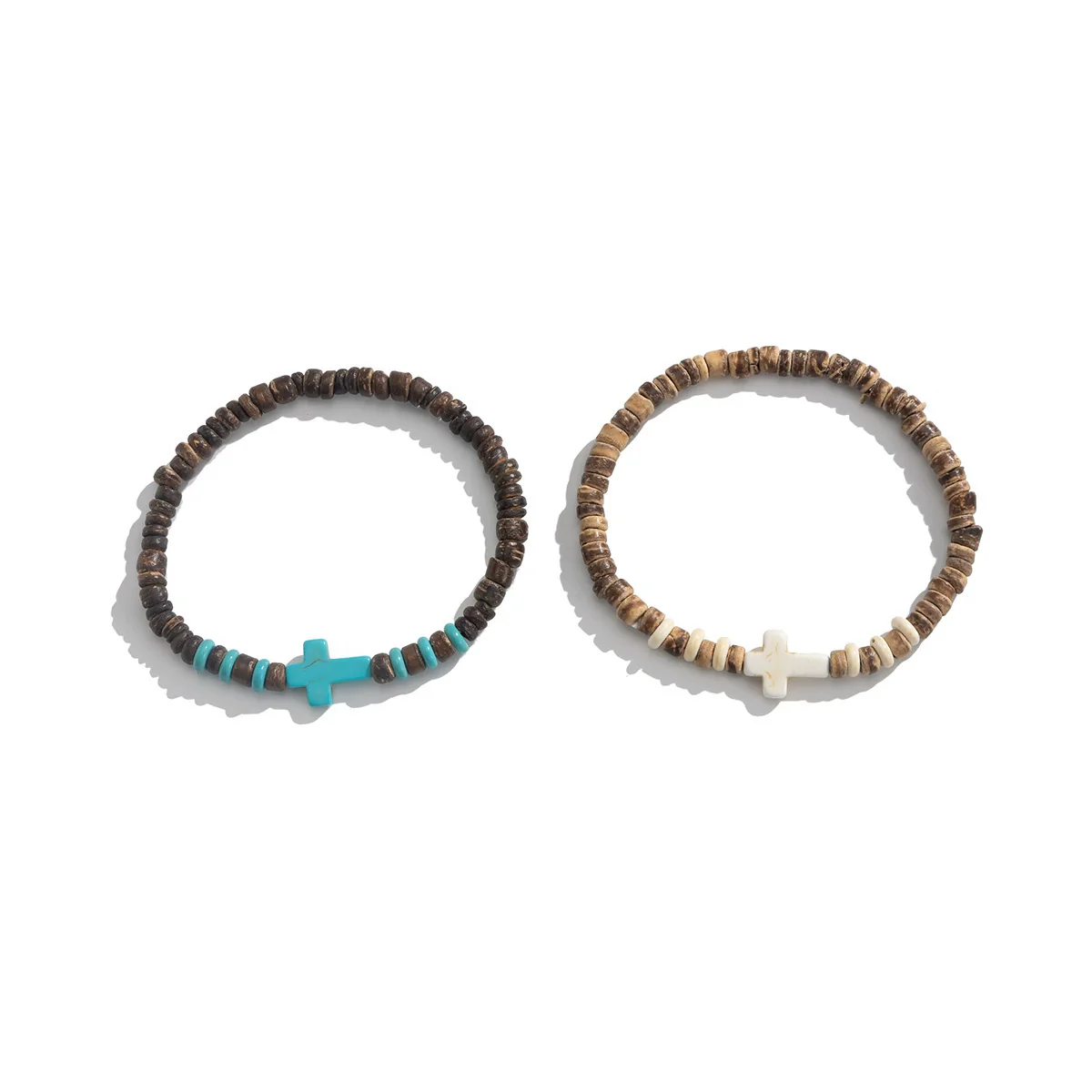 Men's Wooden Bead Handmade Cross Bracelet Hiphop Trendy - Image 5