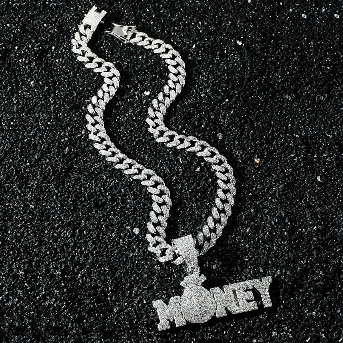 Men's Zinc Alloy Cuban Chain Hip Hop Style Letter Number Text Pendant Necklace With Electroplating - Image 3
