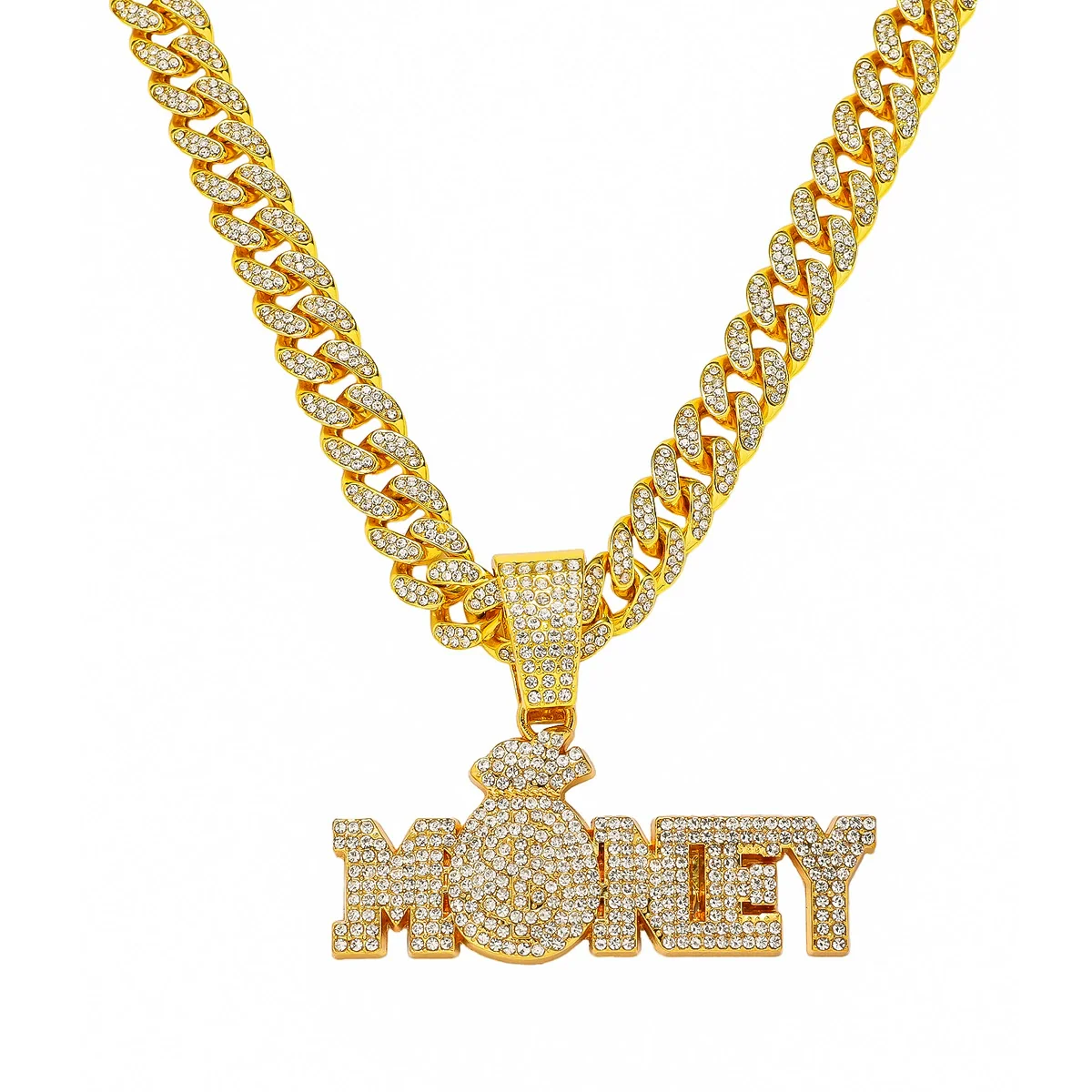 Men's Zinc Alloy Cuban Chain Hip Hop Style Letter Number Text Pendant Necklace With Electroplating - Image 5