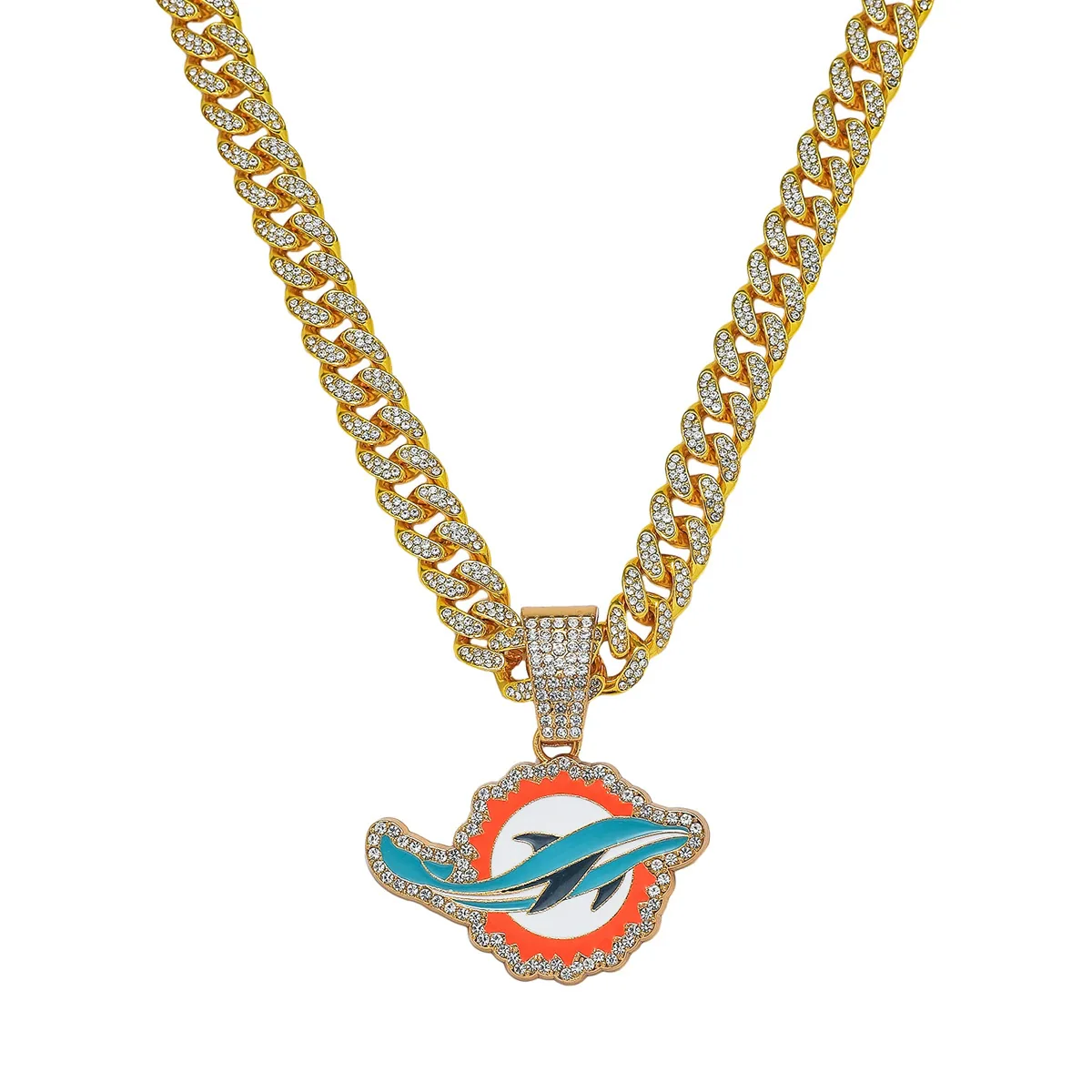 Men's Zinc Alloy Geometric Dolphin Pendant Necklace With Cuban Chain And Electroplating - Image 5