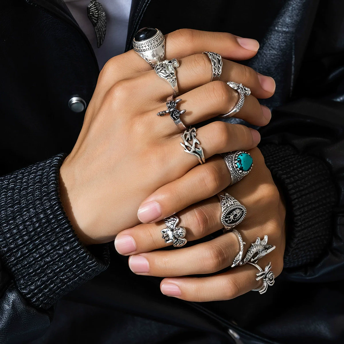 Men's Zinc Alloy Geometric Gem Ring With Electroplating - Image 2