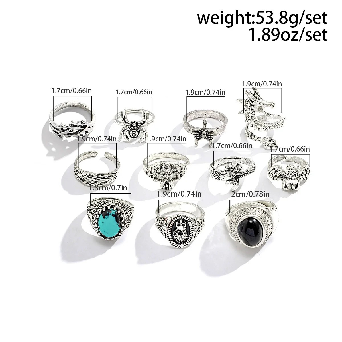 Men's Zinc Alloy Geometric Gem Ring With Electroplating - Image 6