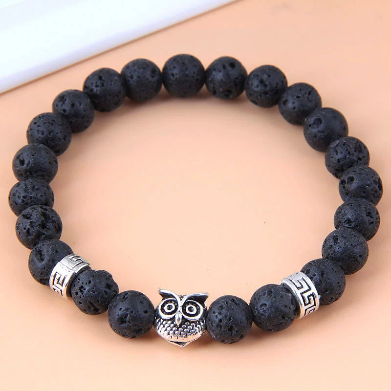 Metal Alloy Geometric Owl Volcanic Stone Electroplated Women's Bracelet - Image 11
