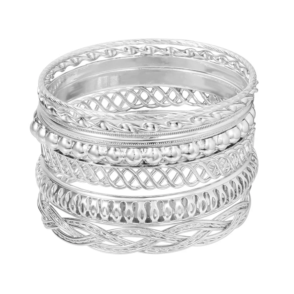 Metal Bohemian Retro Exaggerated Mix And Match Hollow Love Geometric Iron Electroplated Bracelet Jewelry - Image 24