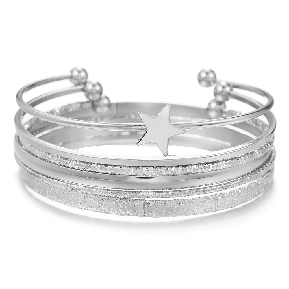 Metal Bohemian Retro Exaggerated Mix And Match Hollow Love Geometric Iron Electroplated Bracelet Jewelry - Image 36
