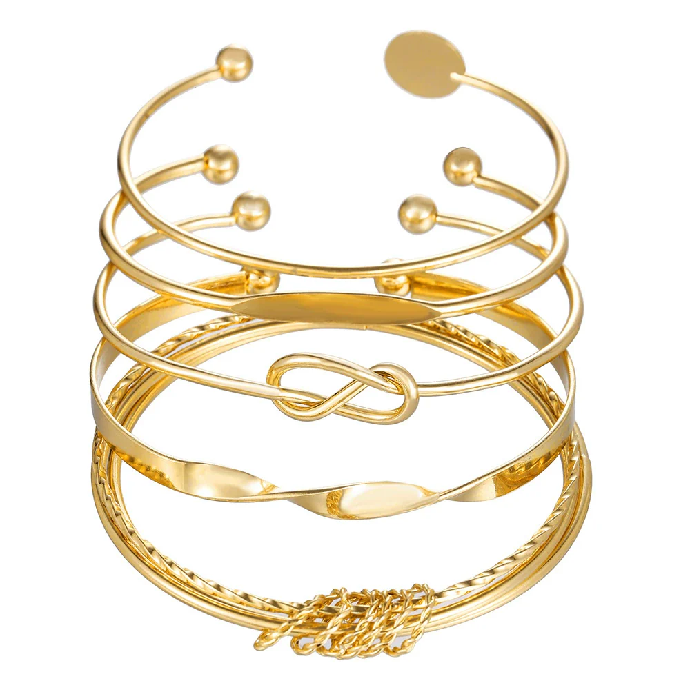Metal Bohemian Style Vintage Overlapping Open Bracelet With Geometric Pattern And Electroplating For Women And Couple Ferroalloy Material - Image 6