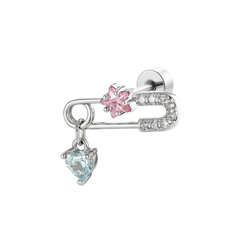 Metal Clip Heart Pendant Cartilage Earrings For Women With Zirconia Fashion Style - Image 5
