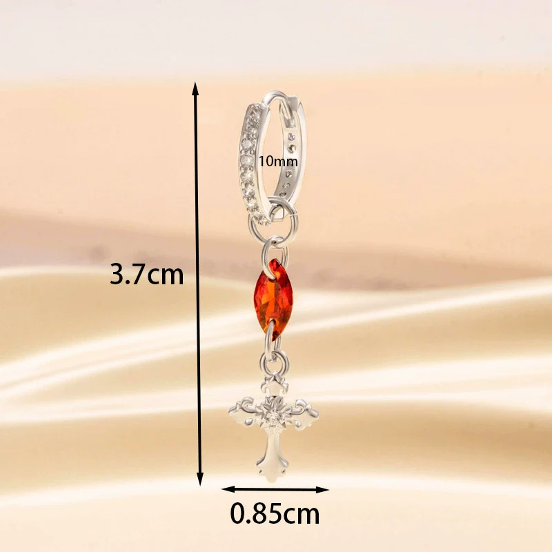 Metal Cross Pendant Tassel Earrings With Zirconia For Women - Image 2