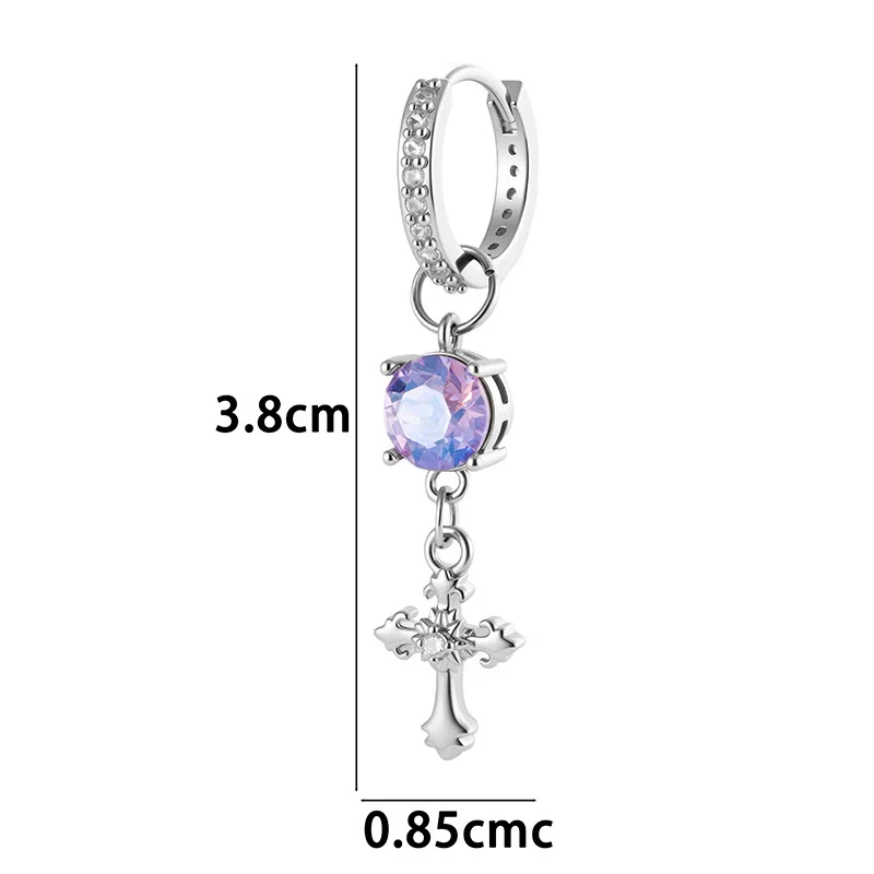 Metal Cross Pendant Women's Earrings With Austrian Round Diamond And Zirconia - Image 2