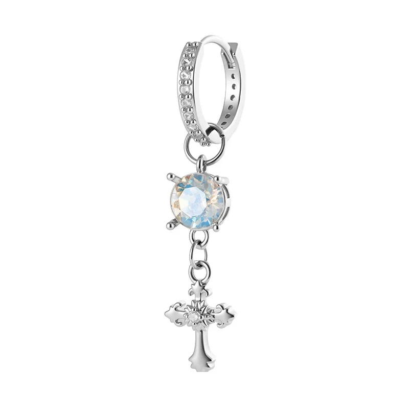Metal Cross Pendant Women's Earrings With Austrian Round Diamond And Zirconia - Image 5